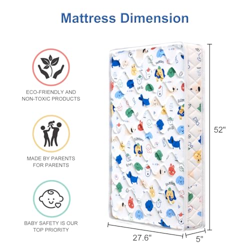 52" x 27.6" x 5" Firm Breathable Hypoallergenic Crib Mattress J519675
