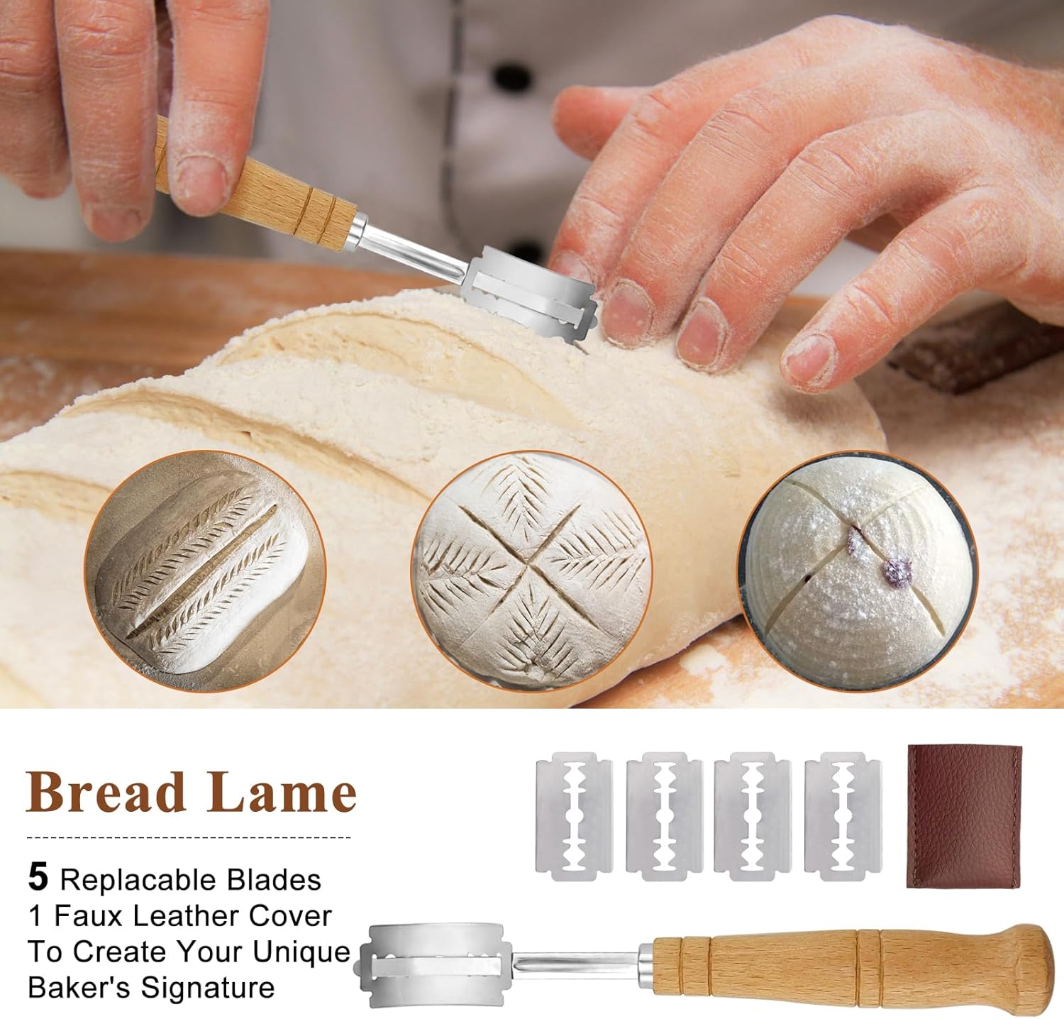 9 Inch Round & 10 Inch Oval Banneton Bread Proofing Basket with Liner, Bread Lame, Dough Scraper, Cleaning Brush H731