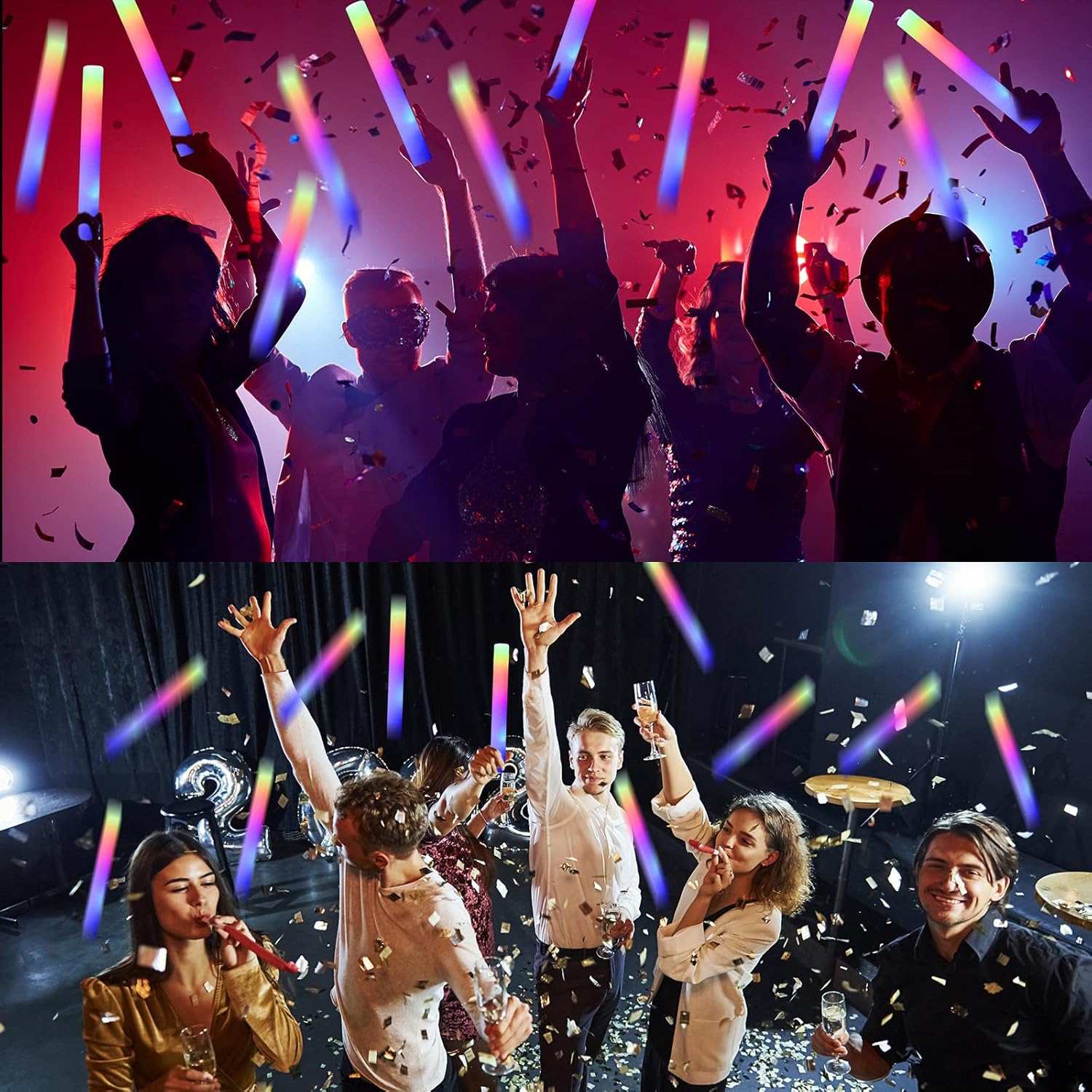 220 Pieces LED Light up Foam Sticks Colorful Flashing Glow Stick with 3 Modes K3232