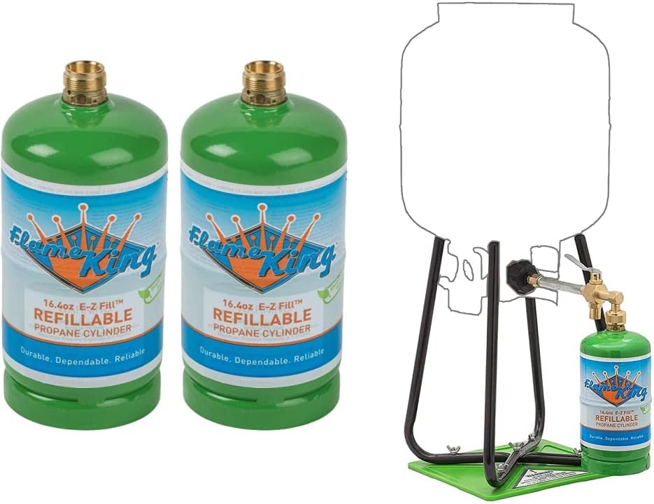 1LB Empty Propane Cylinder Tanks (2-Pack) with Refill Kit W48852