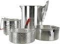30 Quart Aluminum Circular Pots Kit with Basket Lift Hook and Lid Y86489