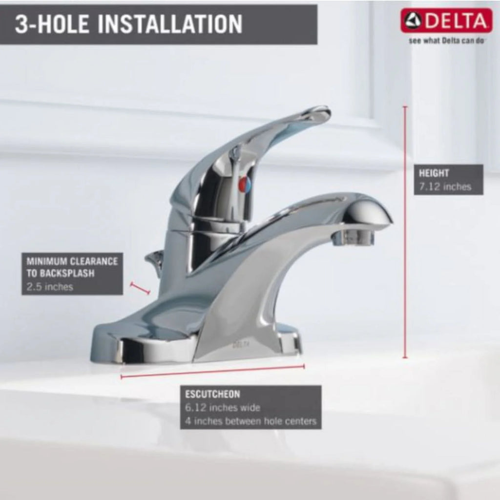 Chrome Single Handle Lavatory Pop-Up Faucet 4 in. H16931