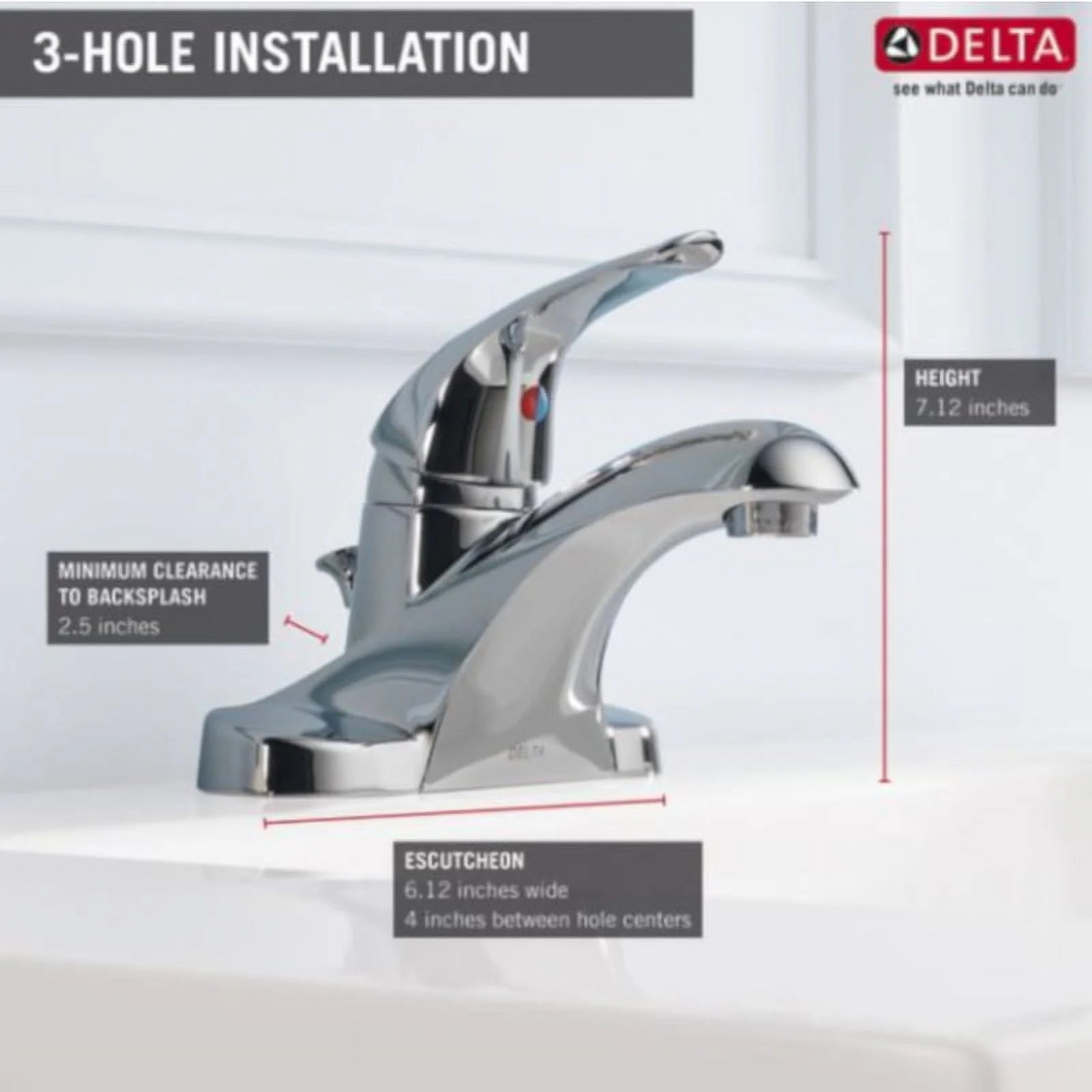 Chrome Single Handle Lavatory Pop-Up Faucet 4 in. H16931