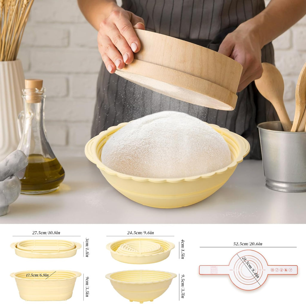 Banneton Bread Proofing Basket Set of 2 - Round 9" & Oval 10" Y1524