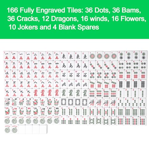 Mahjong Tile Set with 166 Numbered Ivory Tiles X433
