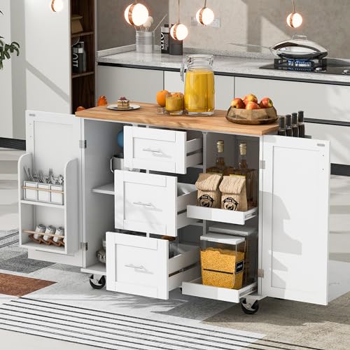 Grey Blue Rolling Kitchen Island With Storage And Drop Leaf K281