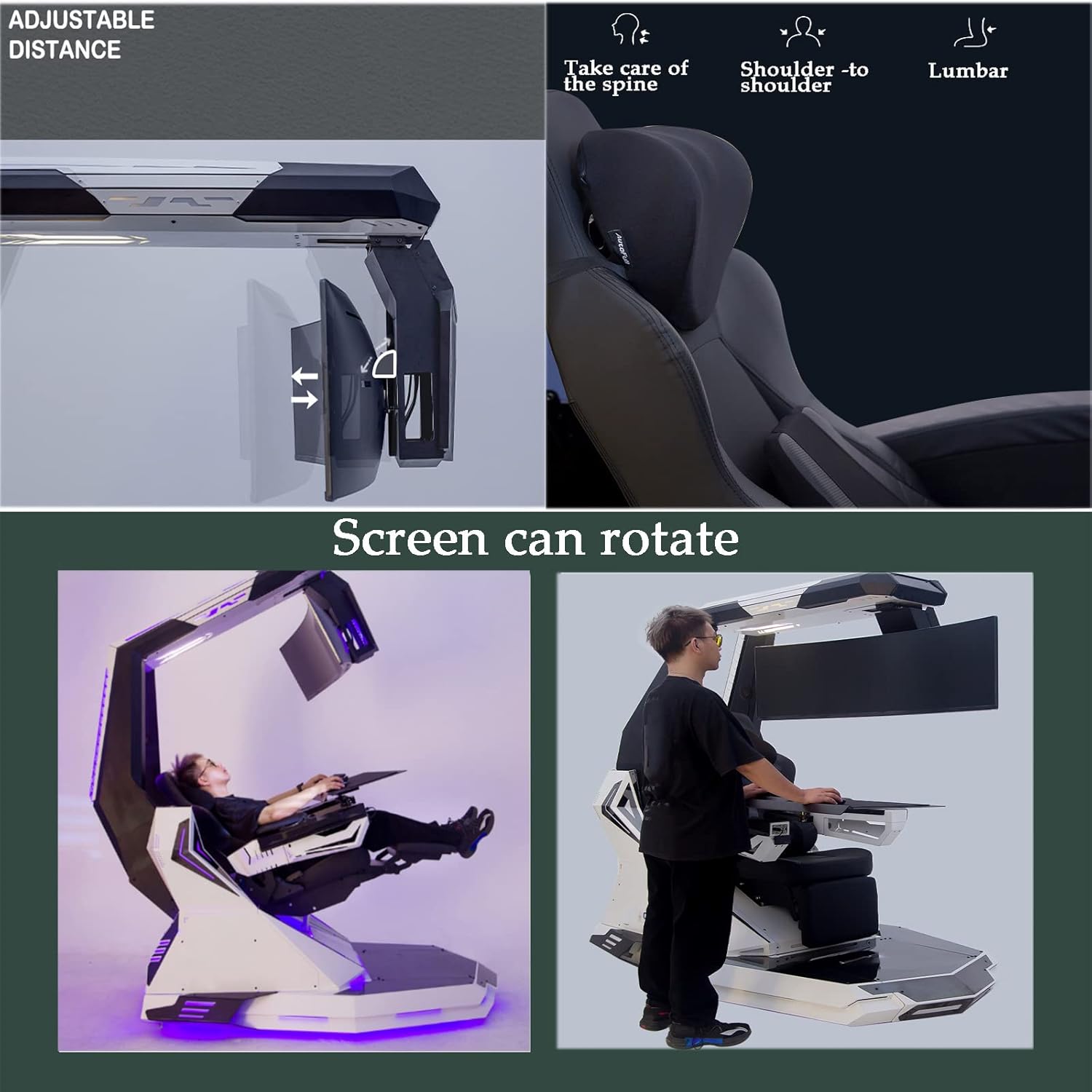 Ergonomic Game Chair with Pedals and Massage B47441