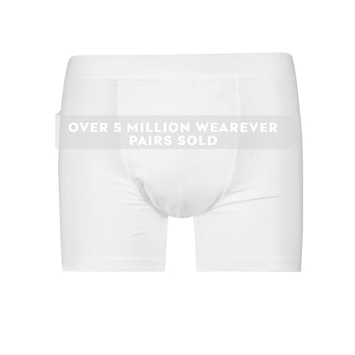 Men’s Incontinence Trunk Style Boxer Brief with Regular Absorbency - Reusable & Washable Leak Proof Underwear (White) (L) (Waist 38-40) X409