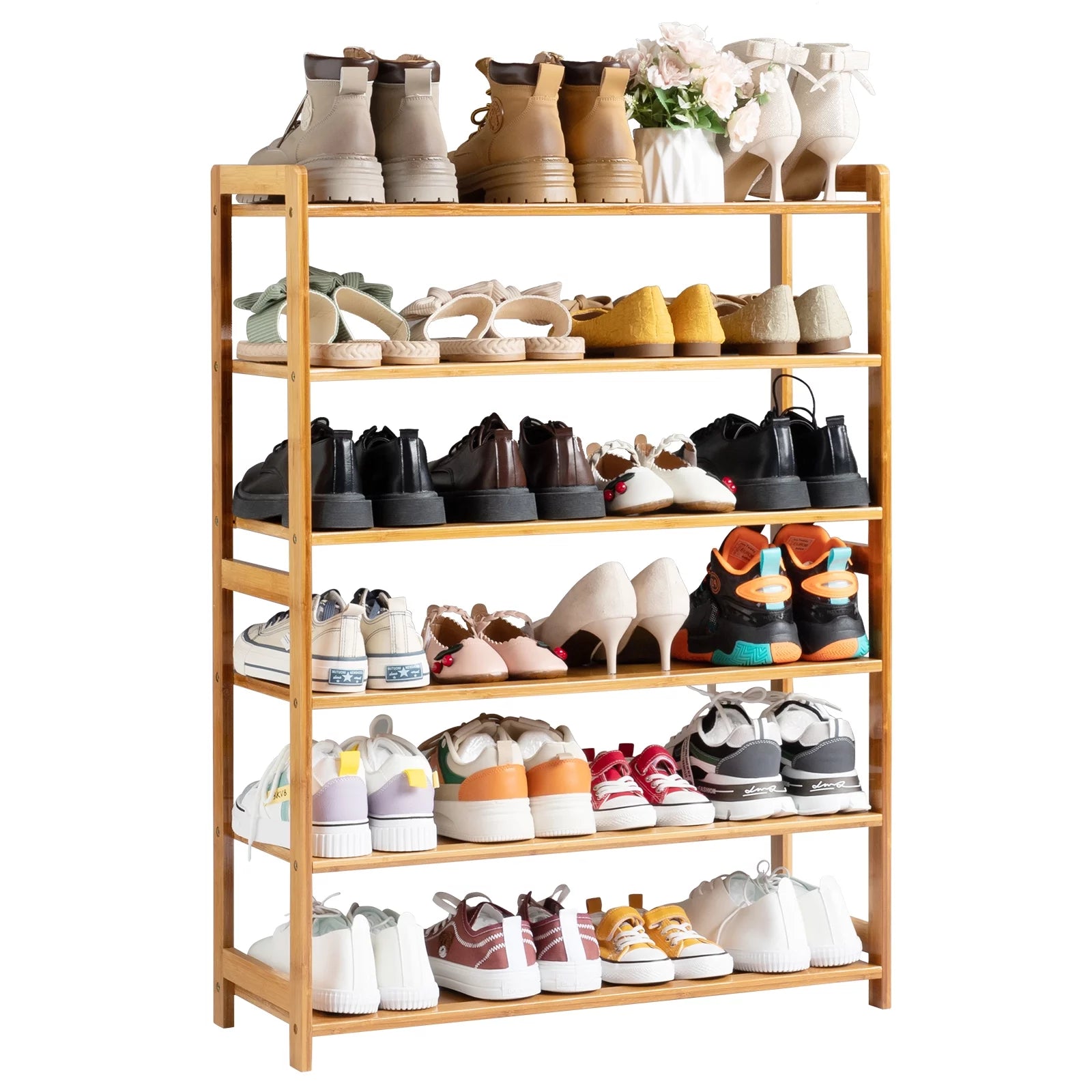 6-Tier Bamboo Wood Shoe Shelf O4460