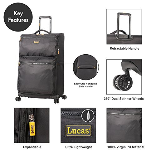 3 Piece Softside Expandable Ultra Lightweight Spinner Suitcase Set Y94790