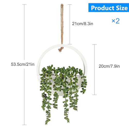 2 Pcs Artificial Hanging Succulents Plants in Pot with Lanyard Z906