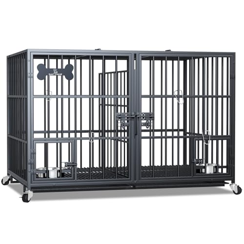 42/48 inch Heavy Duty Metal Dog Crate with Wheels U1820