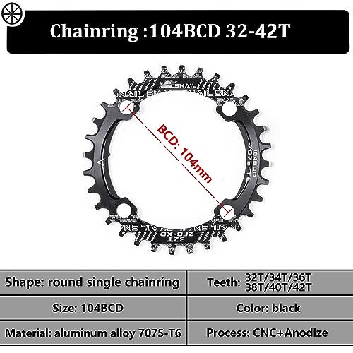 Single Speed Square Taper Crankset 170mm 104BCD 32T Narrow Wide Tooth Black Chainring Y150605
