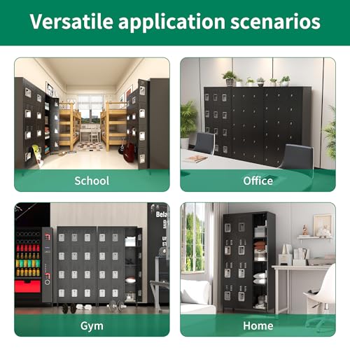 Metal Locker 3 Doors 72" Tall Steel Storage Locker with Shelves and Hooks S19364