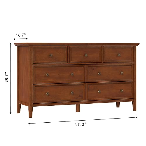 White 7 Drawer Solid Wood Dresser C9627