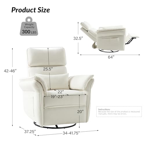 Grey Glider Recliner with Adjustable Armrests & Headrest V427