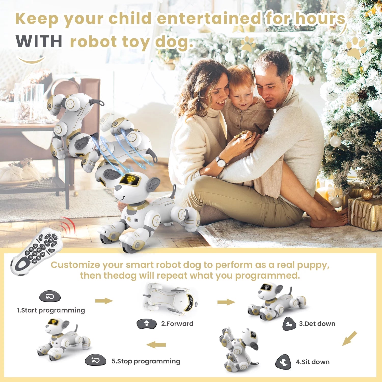 Gold Robot Dog Interactive Robot Pet D615