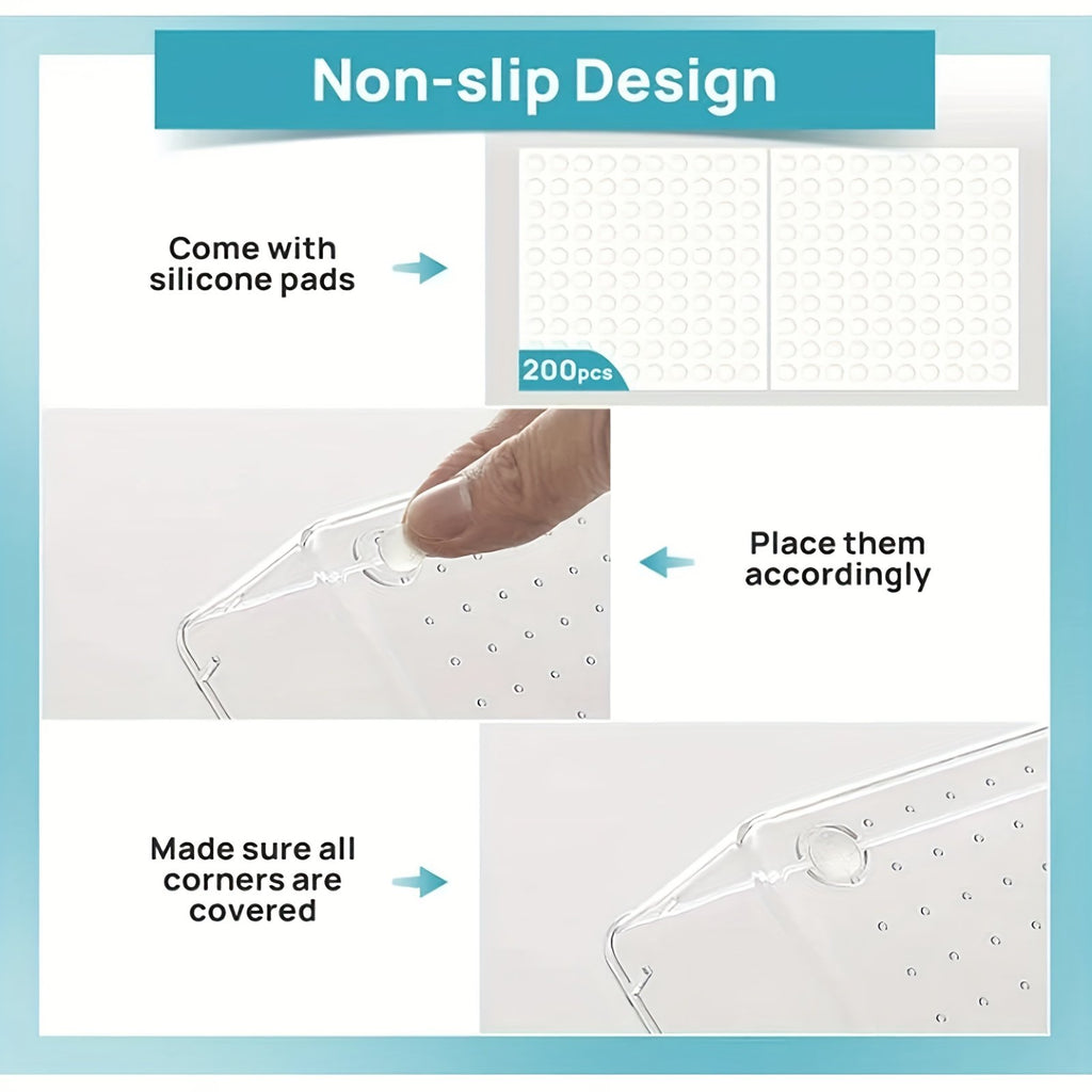 44pcs Clear Plastic Drawer Organizers Set with Non-Slip Pads R1004