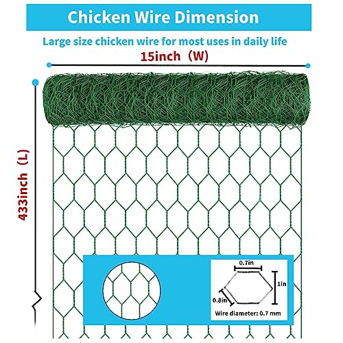 0.63 in Mesh 15×600 inches Chicken Wire Fencing U5220