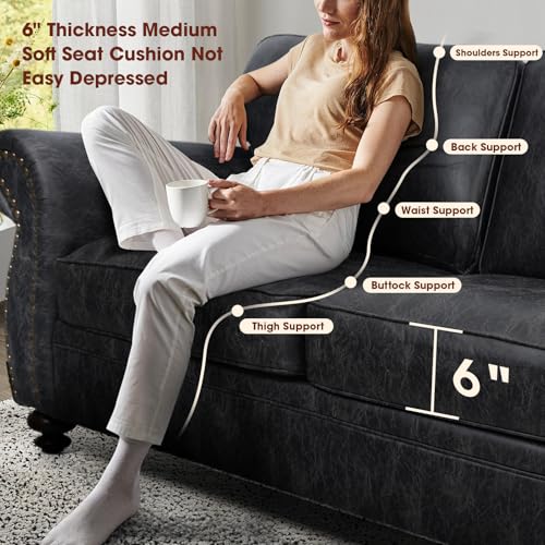 3-Seater Sofa with Removable Cover and Solid Wood Frame J494204