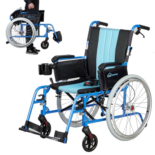 Silver Lightweight Self-propelled Wheelchair with Travel Bag H491