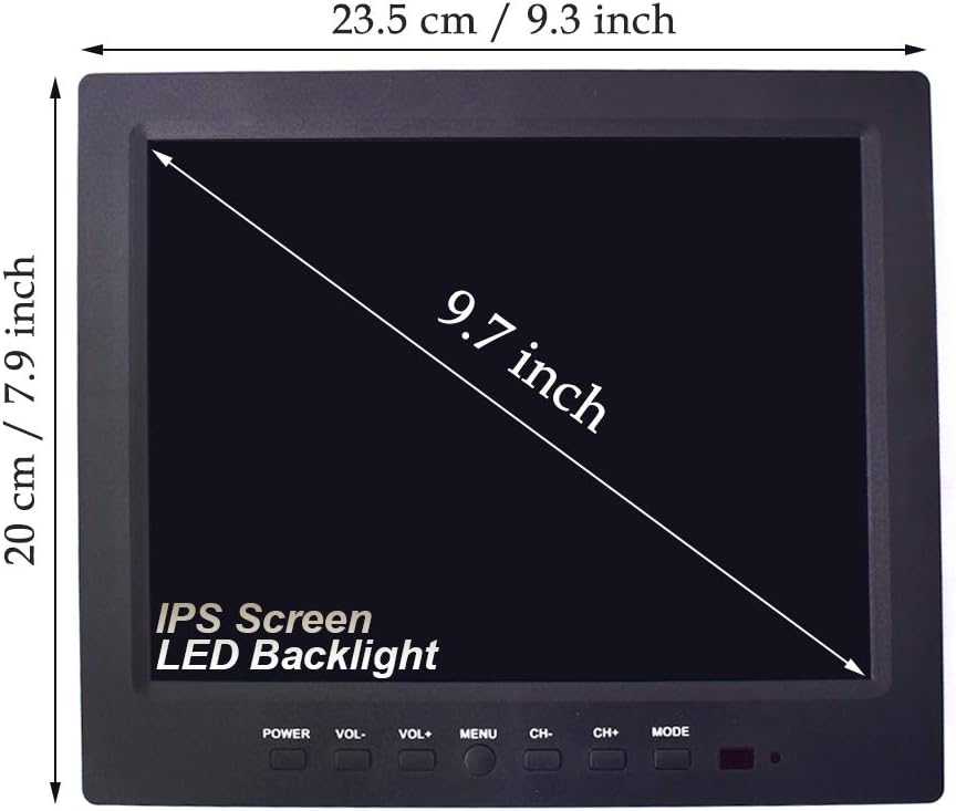 9.7 IPS HD LCD Monitor 1024x768 with VGA HDMI AV BNC USB Audio Ports Built-in Speaker C877494