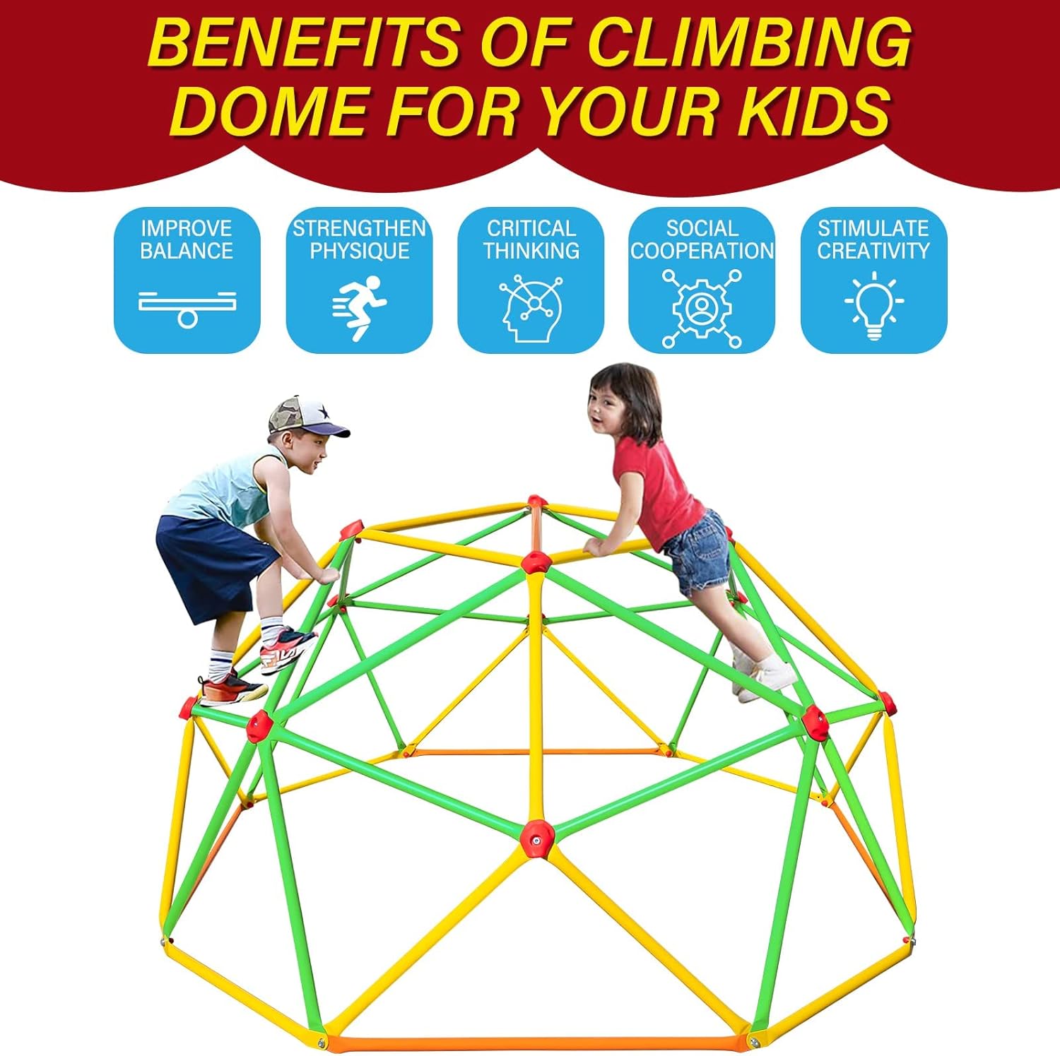 6FT Geometric Dome Climber for Kids Outdoor Jungle Gym Monkey Bars T663
