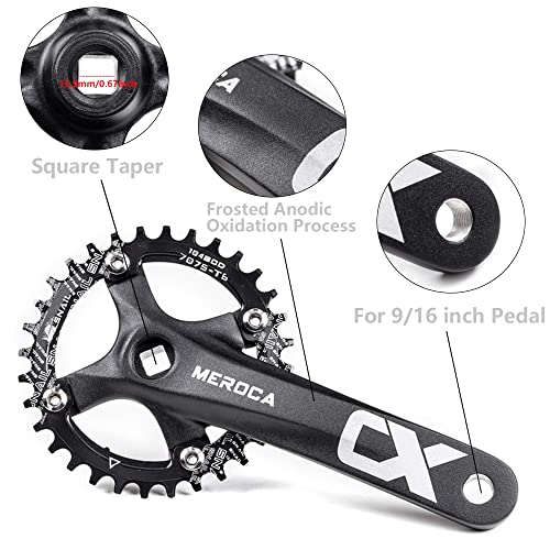 Single Speed Square Taper Crankset 170mm 104BCD 32T Narrow Wide Tooth Black Chainring Y150605