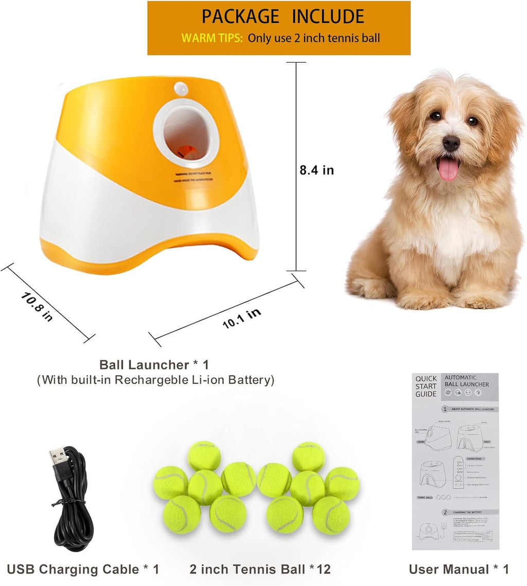 Rechargeable Automatic Dog Ball Launcher with 12 Tennis Balls F5636