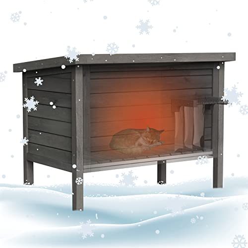 Outdoor Feral Cat House Heated Cat Shelter with Insulated Foam 34.5"X21.5"x27.2" C55198