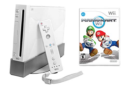 White Wii Console with Mario Kart Wii Bundle (Renewed) U5194