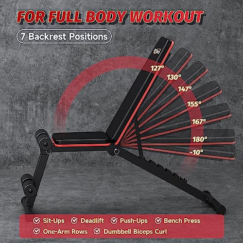 Adjustable Folding Incline Decline Weight Bench with Resistance Band X183375