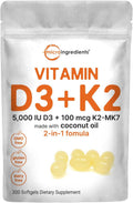 300 Soft-Gels Vitamin D3 5000 IU with K2 100 mcg L726451