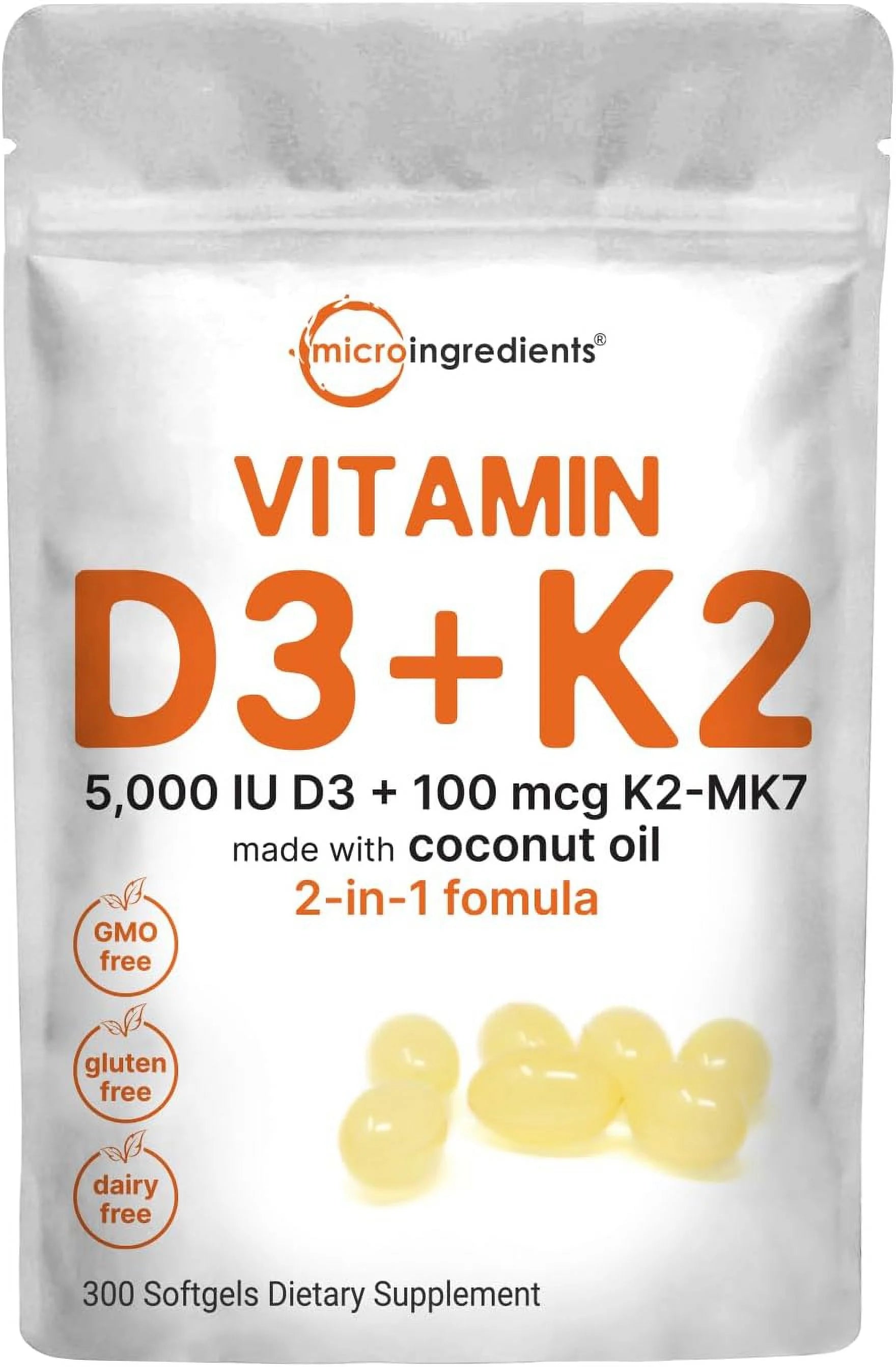 300 Soft-Gels Vitamin D3 5000 IU with K2 100 mcg L726451
