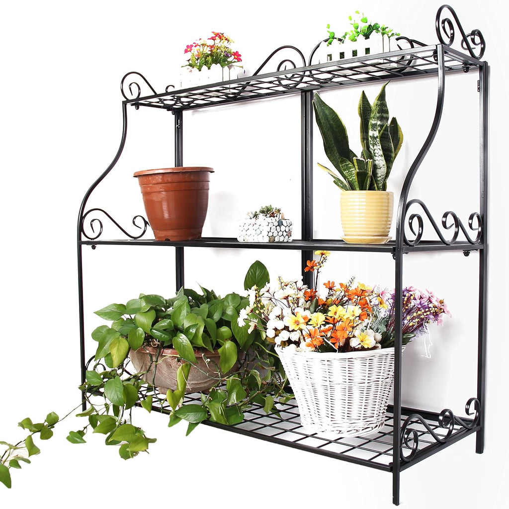 Large Flower Stand Plant Display Freestanding Metal 3-Tier Storage Rack P83180