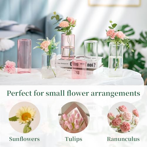 12pcs Pink Glass Bud Vases C270806