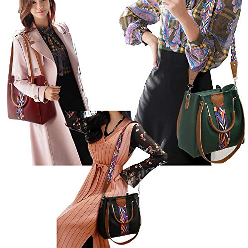 Black PU Leather Shoulder Bag Set 4pcs Y282