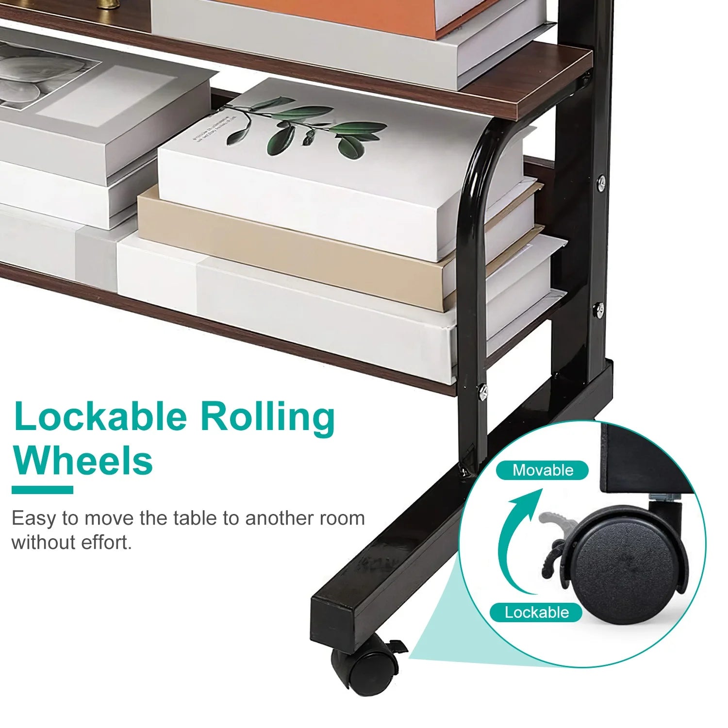 Beige 3-Tier Mobile Laptop Desk with Rolling Wheels N2199