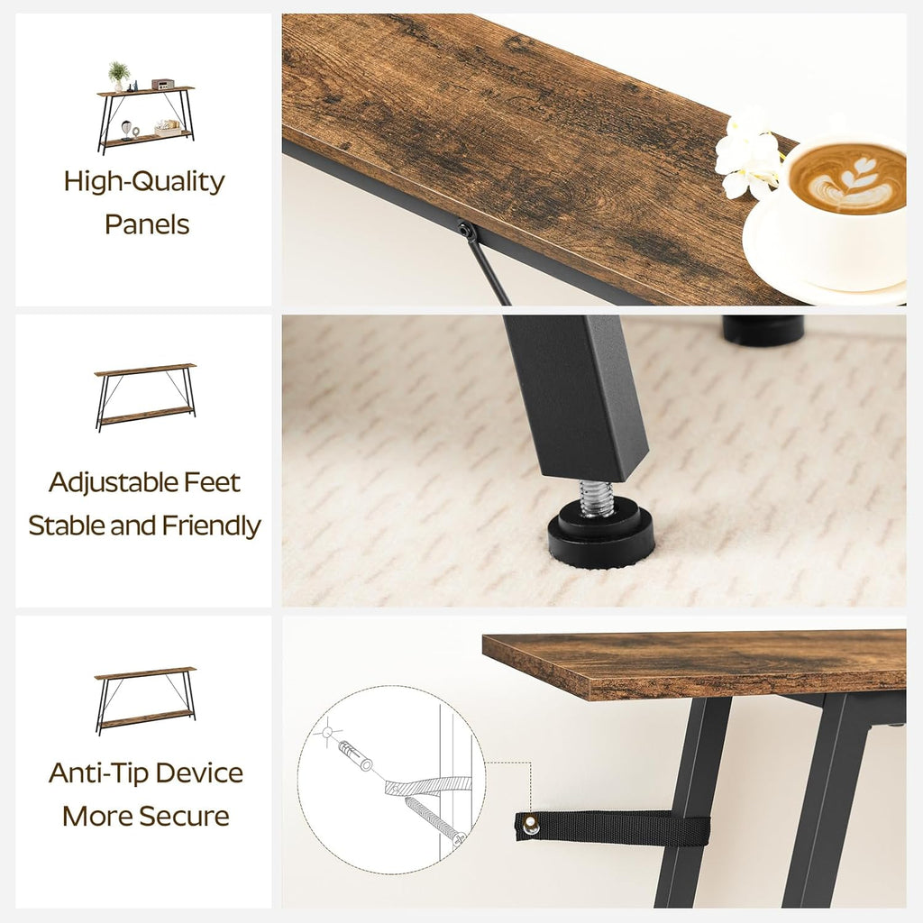 Rustic Brown and Black Console Table E79873