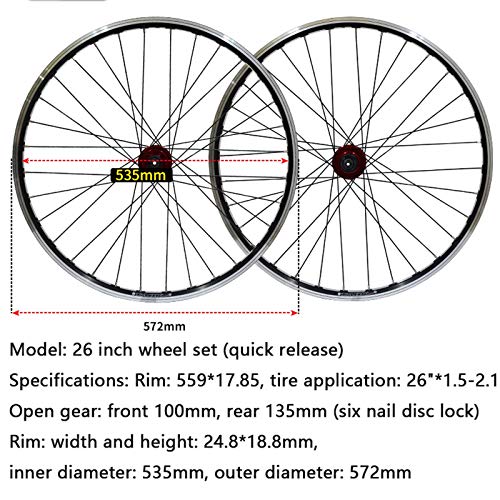 26 Inch Bicycle Wheelset 32 Hole Disc Brake V Brake Quick Release Double Layer Rim 7-8-9 Speed Wheel G599