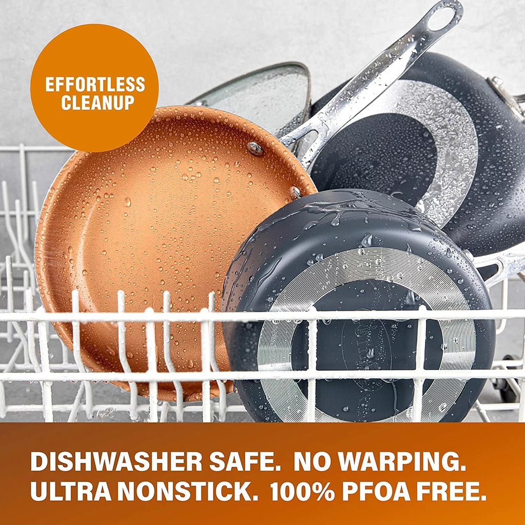 12 Piece Non-Stick Copper Pots and Pans Set Ocean Blue X9934