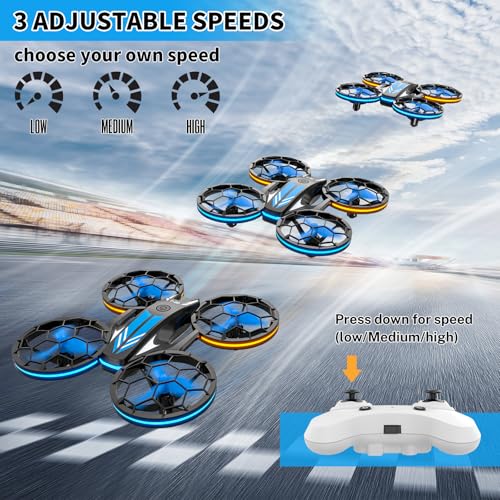 Mini Drones RC Drone Quadcopter with LED Light, 3 Batteries Y1827