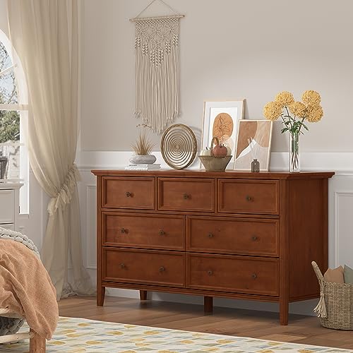 White 7 Drawer Solid Wood Dresser C9627