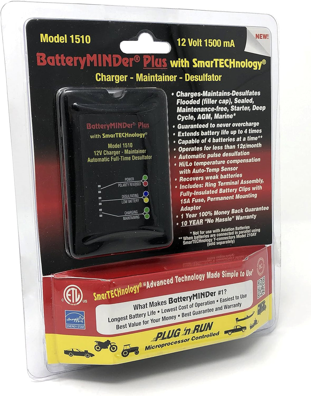 12 Volt 1.5 Amp Battery Charger Maintainer Desulfator D7840