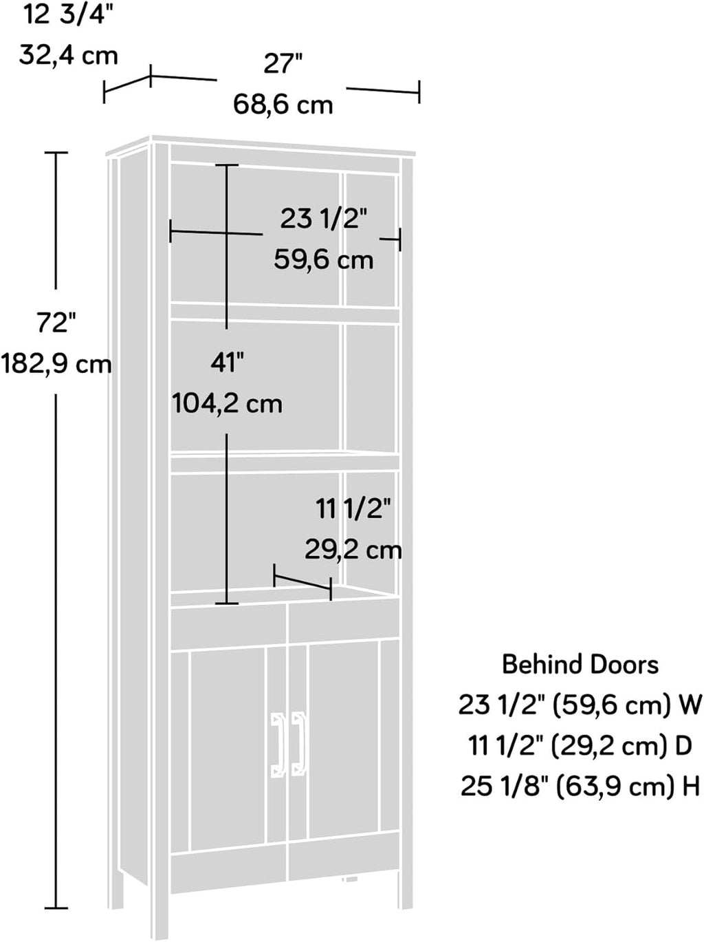 Khaki Pine Finish Bookcase with Doors P2833