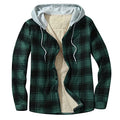 Mens Fleece Lined Flannel Plaid Shirts Jacket Button Down Sherpa Jackets with Hood Long Sleeve Winter Hooded Coats E693356