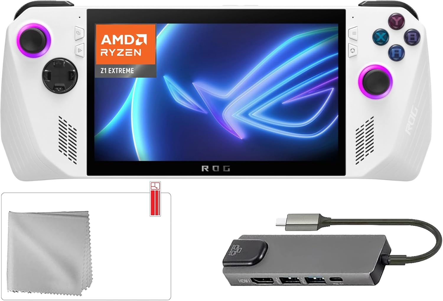 512GB Gaming Handheld 7-inch Touchscreen 120Hz FHD 1080p AMD Ryzen Z1 Extreme Processor, Hub, Screen Protector, 3 Accessories Bundle R8261