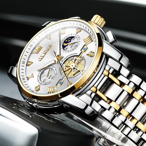 Stainless Steel Analog Quartz Moon Phase Watch N739349