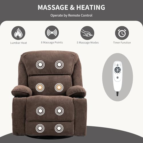 Gray Oatmeal Rocker Recliner Chair with Massage and Heated X320