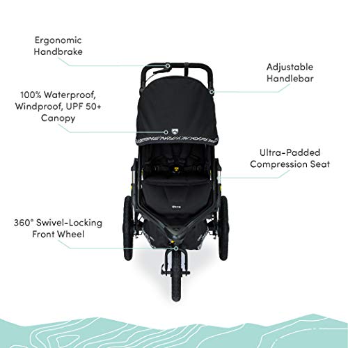 Black Jogging Stroller with Snack Tray and Handlebar Console K979